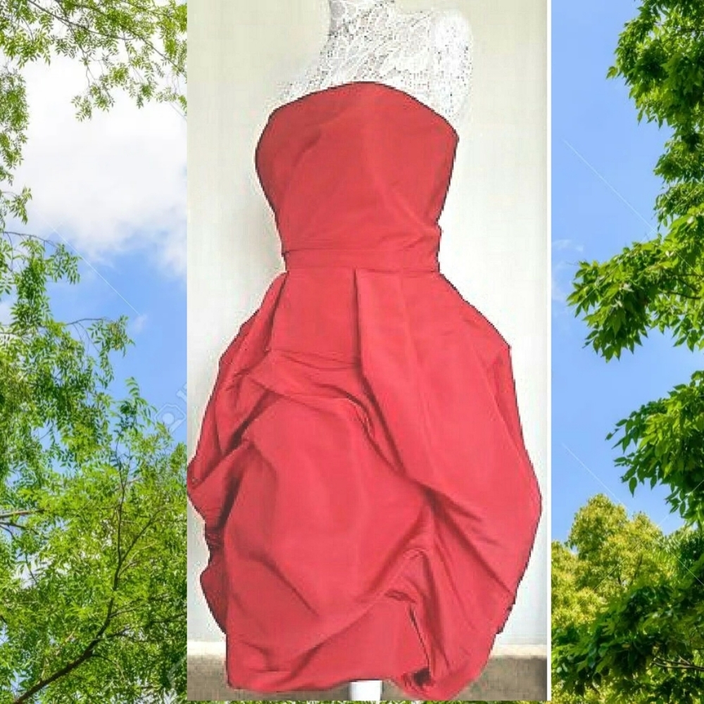 $2,990 RED FROM OSCAR DE LA RENTA SILK ROSE RUNW DRESS 6 - Picture 5 of 12